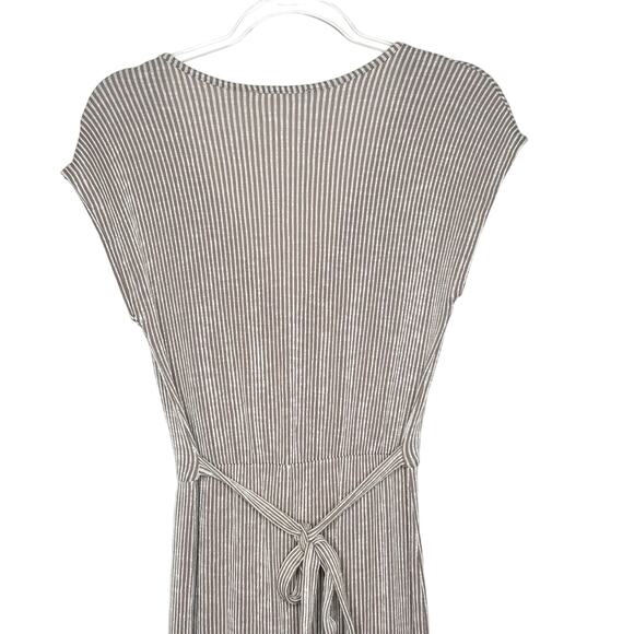 CAUTION TO THE WIND Striped Wide Leg Belted Jumpsuit Ankle Length Beige Size M - Picture 5 of 8